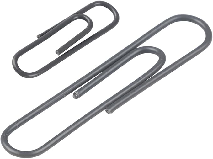 JAM PAPER Combo Pack Colorful Paper Clips - Standard & Jumbo - Grey Paperclips - 1 Pack of 100 & 1 Pack of 75