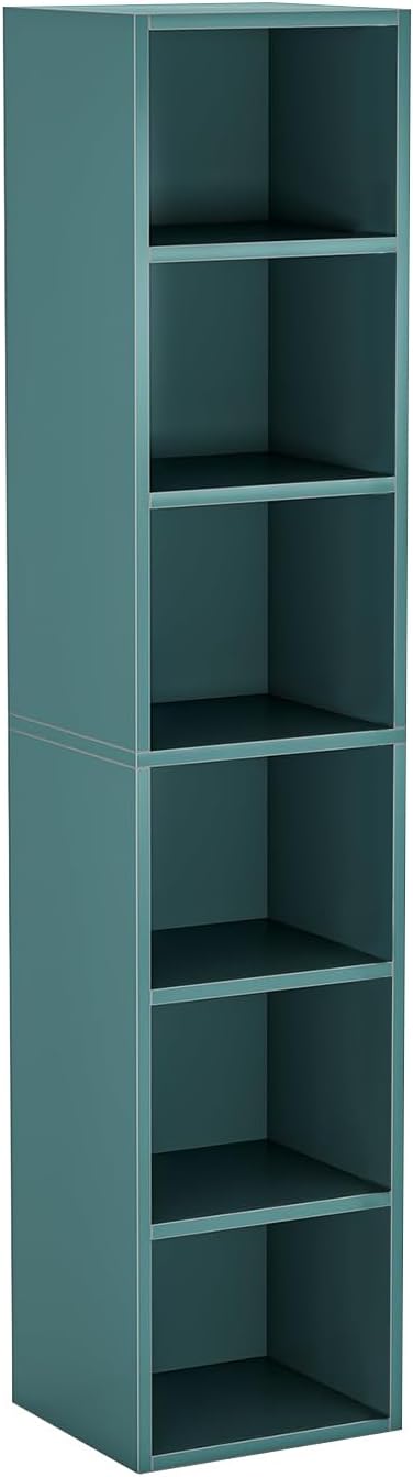 70.9" Wooden Bookshelf, 6-Tier Bookshelf with Open Storage, Corner Bookcase, Display Shelf for Bedroom and Living Room Offices, Blue