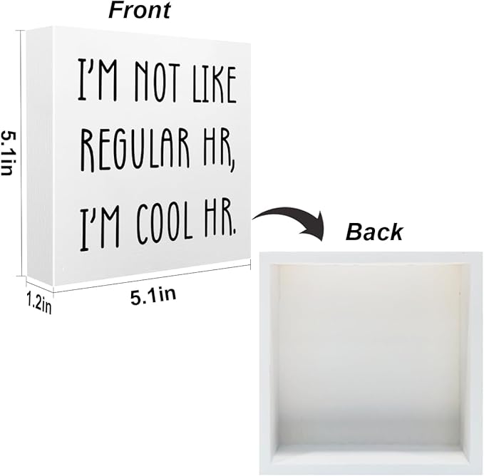 Funny Human Resources Office Supplies Rustic Desk Decor White Wooden Box Sign Office Organization Humor Manager Coworker HR Gifts Farmhouse Wood Plaque Cubicle Accessories Home Shelf Table Decorations