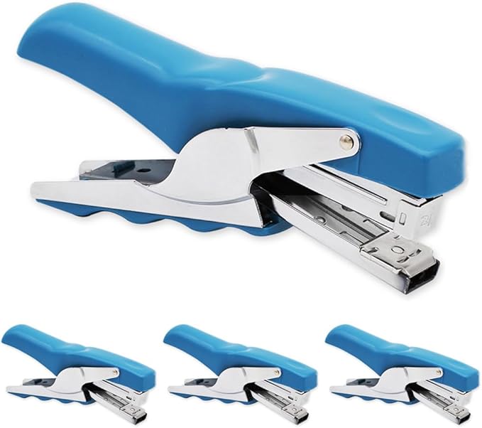 Stapler with 1000 Staples-Plier Stapler Save 60% Power,Good for Stapling at Home School or Warehouse (Blue 4 Pack)