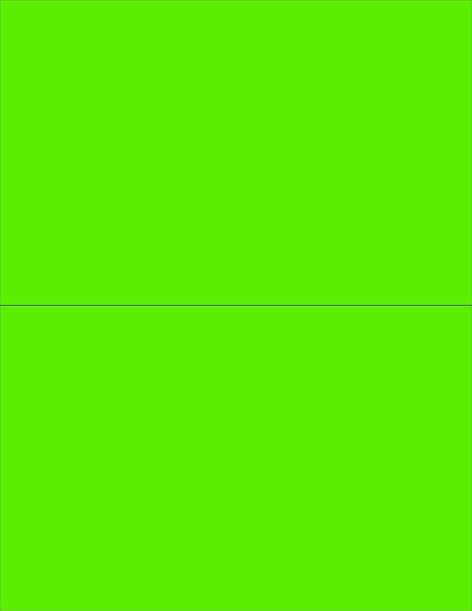 NextDayLabels - 8-1/2 x 11" Neon Color High Light Fluorescent Labels for Laser & Inkjet Printer (Green Fluorescent, 8-1/2" x 5-1/2" - 2 Per Page | 50 Labels)