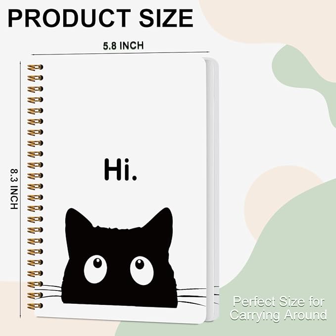 2 Pcs Cute Cat Spiral Notebook, Cute Gifts Journaling Notebooks Cat Lover Gifts for Women Teacher Girls Note Books Journals for Writing Hardcover Notebook Office Classroom College Supplies