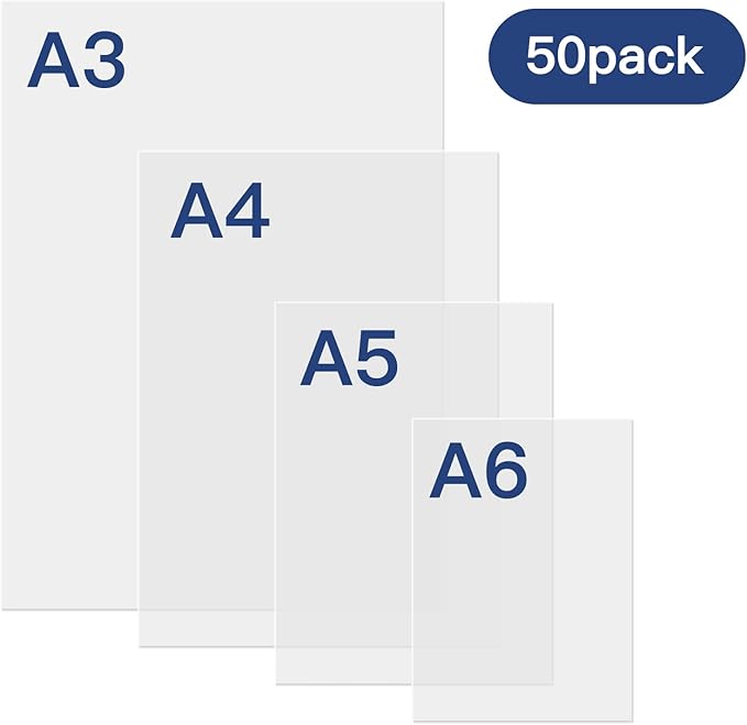 MAXDONE Premium Clear Thermal Laminating Pouches 50-Pack Laminating Sheets for Laminator A3 A4, 3 Mil（80 Mic） Thickness for Extra Protection