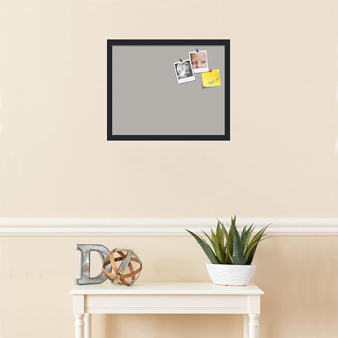 PinPix 20x16 Inch Cork Bulletin Board. This Decorative Framed Pin Board Comes with Dark Stone Design and a Satin Black Frame. Ideal for Home Office Decor or Message Board (PinPix-1808)