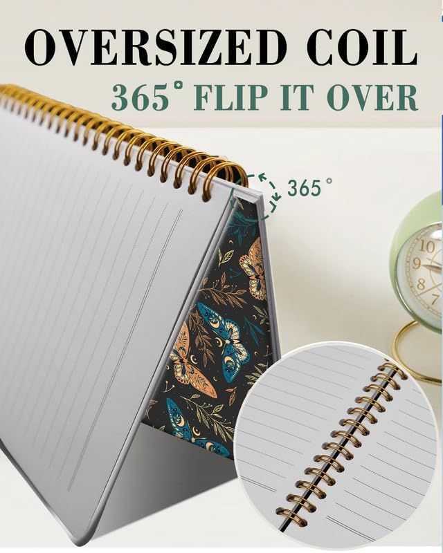 Spiral Journal Notebook,A5 Hardcover Lined Journals for Women Girl 6 x 8.3 in,120 Pages Thick Paper,Cute College Ruled Writing Notebook for Gifts Office Work School(Elegant Boho Butterfly Plant)