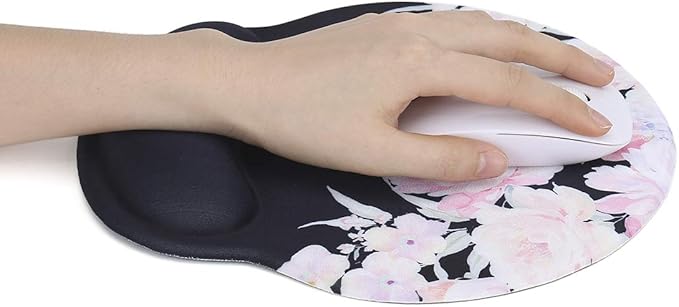RICHEN Keyboard Wrist Rest and Mouse Pad with Wrist Support, Memory Foam Set for Computer/Laptop/Mac,Gaming and Office, Sturdy & Comfortable & Lightweight for Easy Typing & Pain Relief (Flowers)