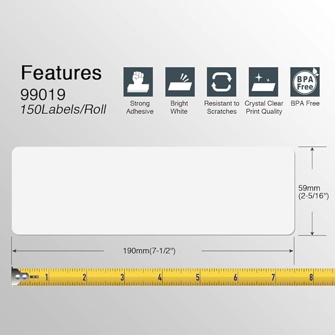 BETCKEY - Compatible DYMO 99019 (2-5/16" x 7-1/2") Large Lever Arch File Labels, Compatible with DYMO Labelwriter 450, 4XL, NOT Fit 550 & 5XL [10 Rolls/1500 Labels]
