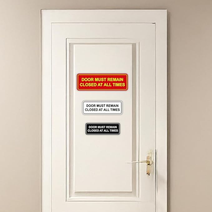 Signs ByLITA Standard Door Must Remain Closed At All Times Sign (White/Red) - Medium 10 Pack