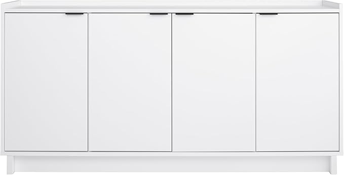 Prepac Simply Modern 4 Door Console Table with Storage, White Storage Cabinet with Doors and Shelves, Sideboard Storage Cabinet 60" W x 30" H x 16" D, WCBG-1820-1