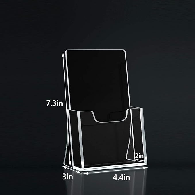 HIIMIEI Brochure Holder 4 x 6 inches, Acrylic Flyer Holder with 6 Pack, Plastic Stands for Displaying Flyer, Magazines, Pamphlets, Literature, Brochures, Booklets, Menu
