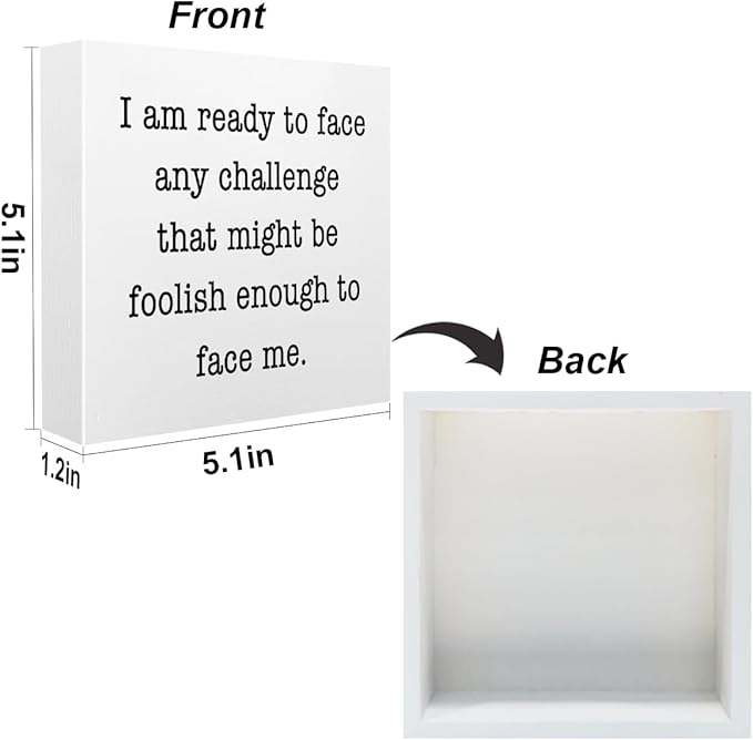 Funny Quotes Office Supplies Rustic Desk Decor White Wooden Box Sign Inspirational Office Organization Farmhouse Wood Plaque Motivational Cubicle Accessories Home Shelf Table Centerpiece Decorations