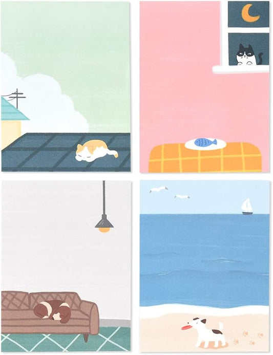 Monolike Memopad Playing Days design SET - 4 Packs, 4 Different Designs, 100 Sheets Per Pad, Total 400 Sheets, Note pads, Writing pads