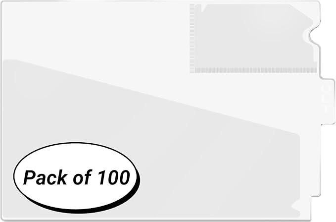 Doctor Stuff - Center Tab Vinyl Out Guides, Diagonal Cut Front Pocket, Top Charge Out Slip Pocket, Plastic File Folder, Letter Size 9" x 13-1/4", Frosty Clear, 100/Box