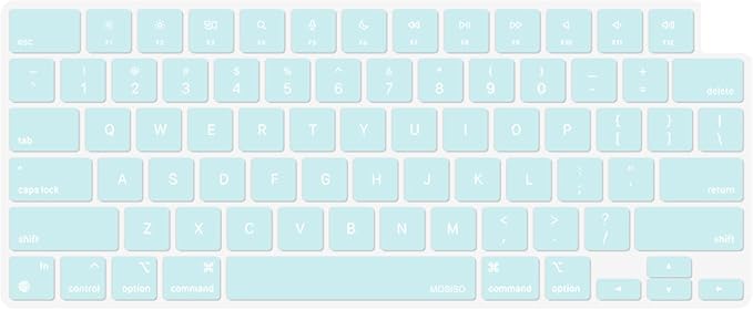 MOSISO Keyboard Cover Skin Compatible with MacBook Air 15 inch M3 A3114 M2 A2941/Air 13.6 A3113 A2681/Pro 14/16 M4 M3 M2 M1, Water Cyan