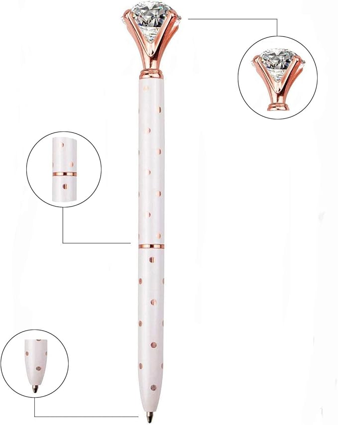 Set of 12 Diamond Pens – Elegant Crystal Topped Writing Instruments for Gifting, Office, and Special Occasions