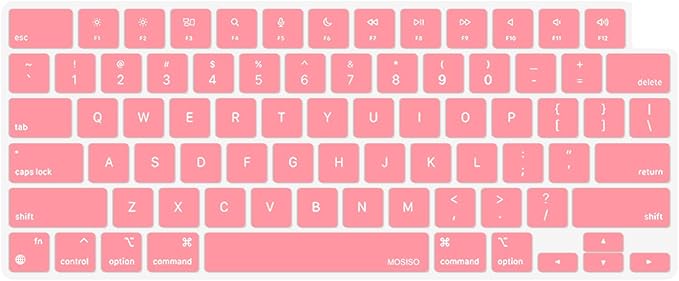 MOSISO Keyboard Cover Skin Compatible with MacBook Air 15 inch M3 A3114 M2 A2941/Air 13.6 A3113 A2681/Pro 14/16 M4 M3 M2 M1, Cherry Pink