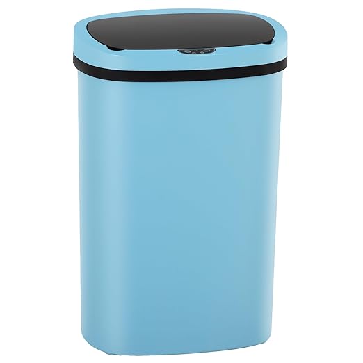 PayLessHere 13 Gallon Trash Can Kitchen Trash Can Automatic Garbage Can with Lid Touch Free High-Capacity Motion Sensor for Kitchen Bedroom Bathroom Office Wateproof Trash Bin (1, Blue)