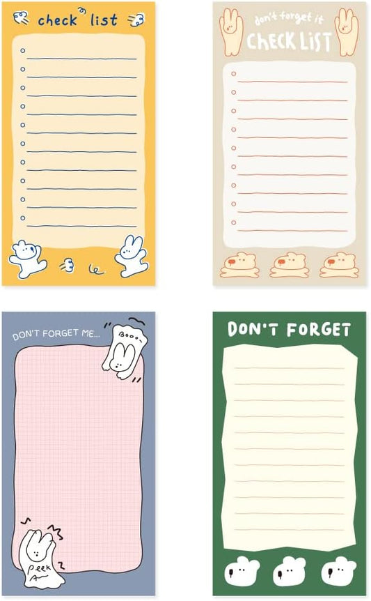 Monolike Memopad Happy and Lucky Petit Petit A SET - 4 Packs, 4 Different Designs, 80 Sheets Per Pad, Total 320 Sheets, Note pads, Writing pads, 80x148mm