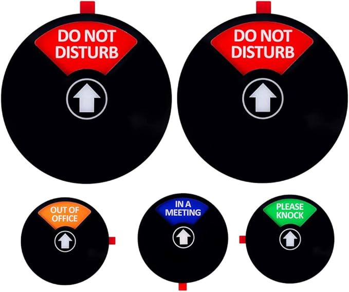 Kichwit Privacy Sign for Office Door, Do Not Disturb, Out of Office, Please Knock, in a Meeting, Conference Sign for Offices (Black, 2 Pack)