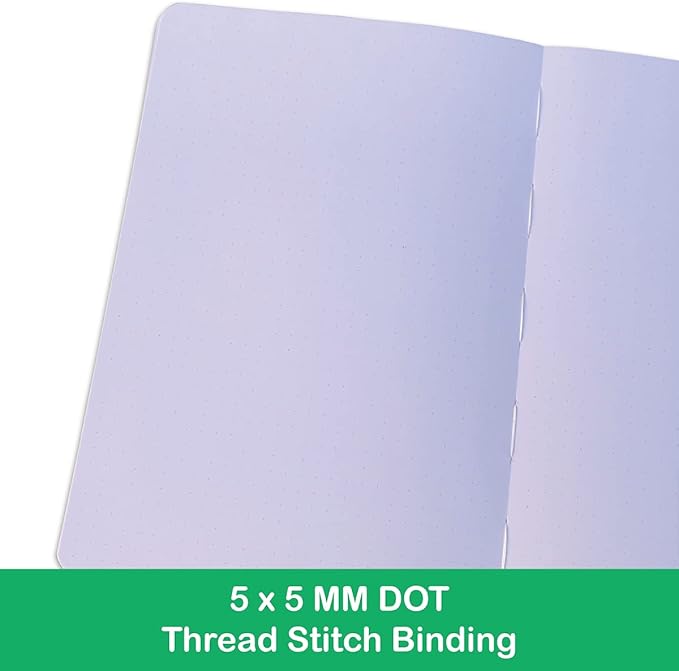 Dotted Notebook Journal 180GSM Bamboo Thick White Paper 160 Pages 5 * 5MM Dot Grid, Lay Flat Binding,Colored Silver Edges, Bookmarks and Expandable Back Pocket (BKP-2)
