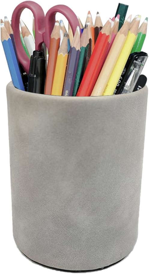 Pen Holder for Desk Pencil Organizer Cute Cup Holders Aesthetic (Smoke Gray, 4" x3.3")