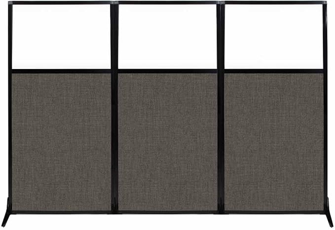 Versare Workstation Partition | Portable Wall Divider | Modern Office Cubicle | Free Standing Privacy Screen | Flexible Work Space | 99" x 70" W/Window, Mocha Fabric Panels