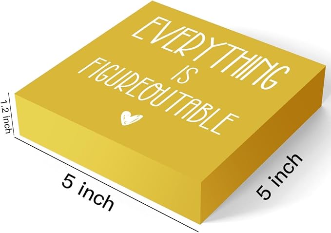 Inspirational Wooden Box Sign Office Decor Motivational Gifts Decorative Positive Affirmations Office Desk Decor for Tabletop Bookshelf Home Meeting Room Bedroom Rustic Square Wall Decor Yellow