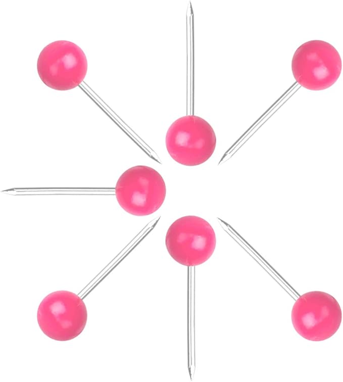 Map Tacks 1/8-Inch Assorted Color Beads Head Map Marking Push Pins,500-count (Pink)