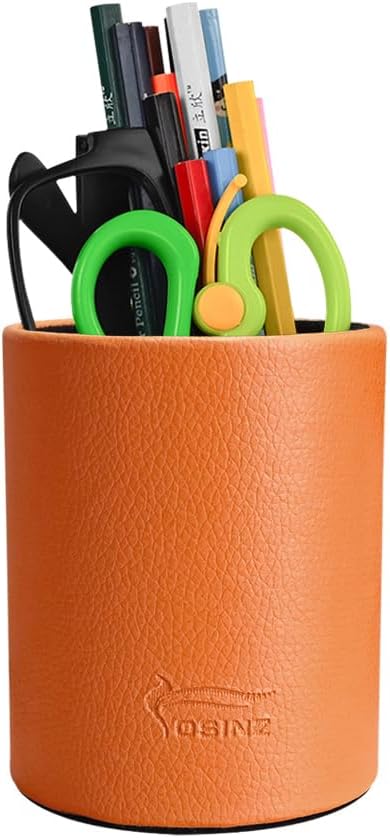 Pen Pencil Holder Cup Container PU Leather Desk Organizer Stand Decor Brush Scissor Holder Decoration Office Desk Home School