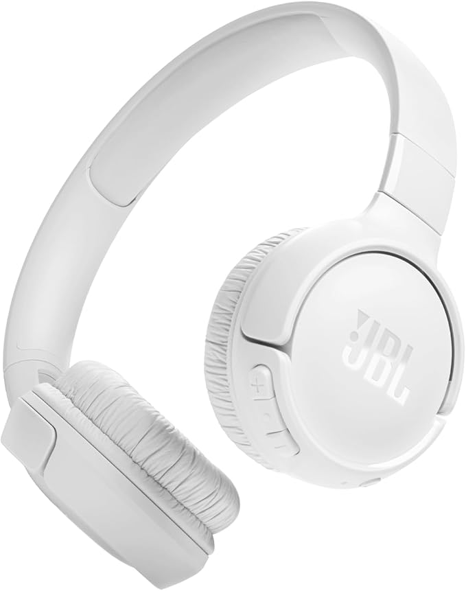JBL Tune 520BT - Wireless On-Ear Headphones, Up to 57H Battery Life and Speed Charge, Lightweight, Comfortable and Foldable Design, Hands-Free Calls with Voice Aware (White)