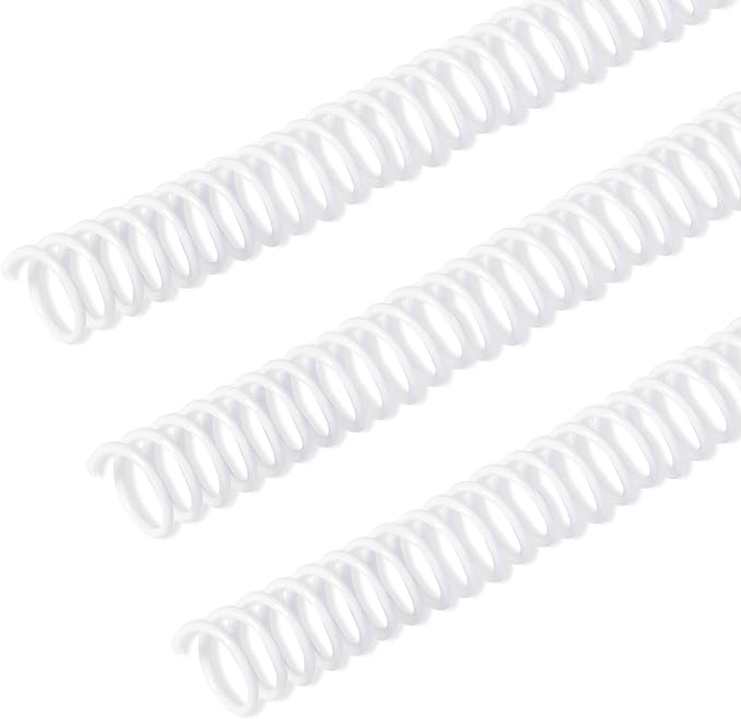 Rayson 9/16" Plastic Spiral Binding Coil, 115 Sheets Capacity, 4:1 Pitch 14.3mm White Coil Binding Spines for Business and Educational Purposes, Pack of 100