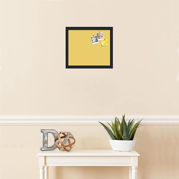 PinPix 14x12 Inch Cork Bulletin Board. This Decorative Framed Pin Board Comes with Honey Pastel Design and a Satin Black Frame. Ideal for Home Office Decor or Message Board (PinPix-1810)