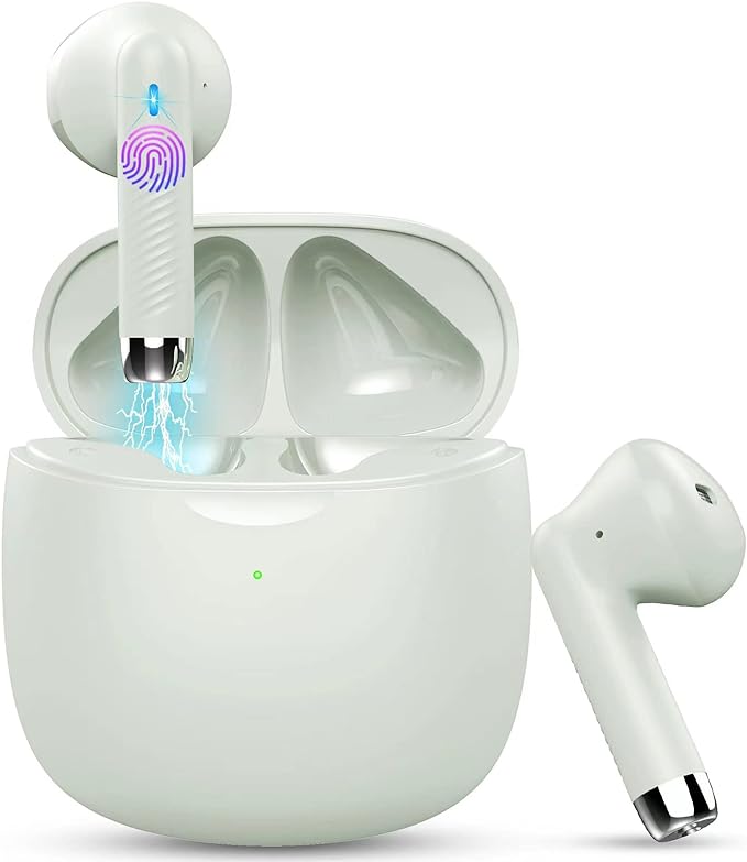 Wireless Earbuds, Bluetooth 5.4 Earbuds Stereo Bass, Bluetooth Headphones in Ear with Noise Cancelling Mic, Earphones IP7 Waterproof Sports, 32H Playtime USB C Charging Green Ear Buds for Android iOS