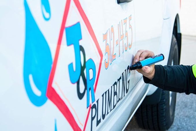 Window Markers for Glass Washable Car Window Paint Pen- Dry Erase Liquid Chalk Marker Car Decorations on All Surfaces, Tire, Windshield - Auto Marker, Autowriter, Rain Resistant (Black, Jumbo Tip)