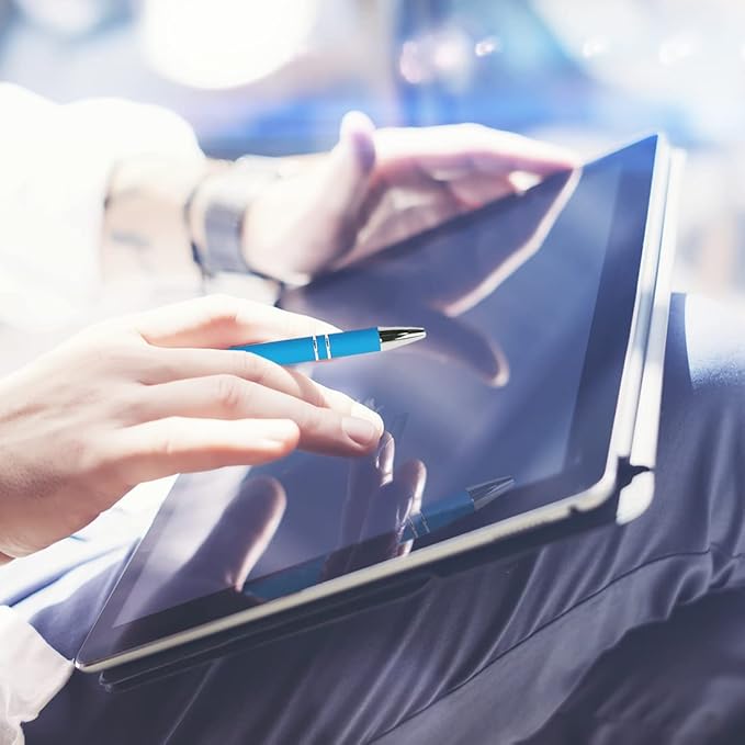 Ballpoint Pen with Stylus Tip, Soft Touch Click Metal Pen, 1.0mm Medium Point, Black Ink, 12 Count(6 Colors)