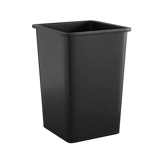 35 Gallon Black Square Commercial Trash Can
