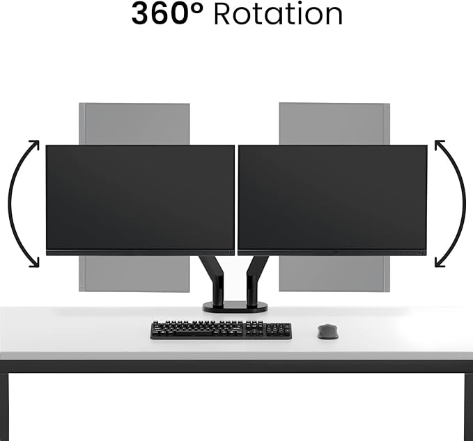 EVEO Premium Dual Monitor Mount 14"-35” Dual Monitor Arm VESA Bracket Adjustable Height Gas Spring Dual Monitor Stand, Screen Full Motion Dual Monitor Arm-Computer Monitor Stand for 2 Screens - Red