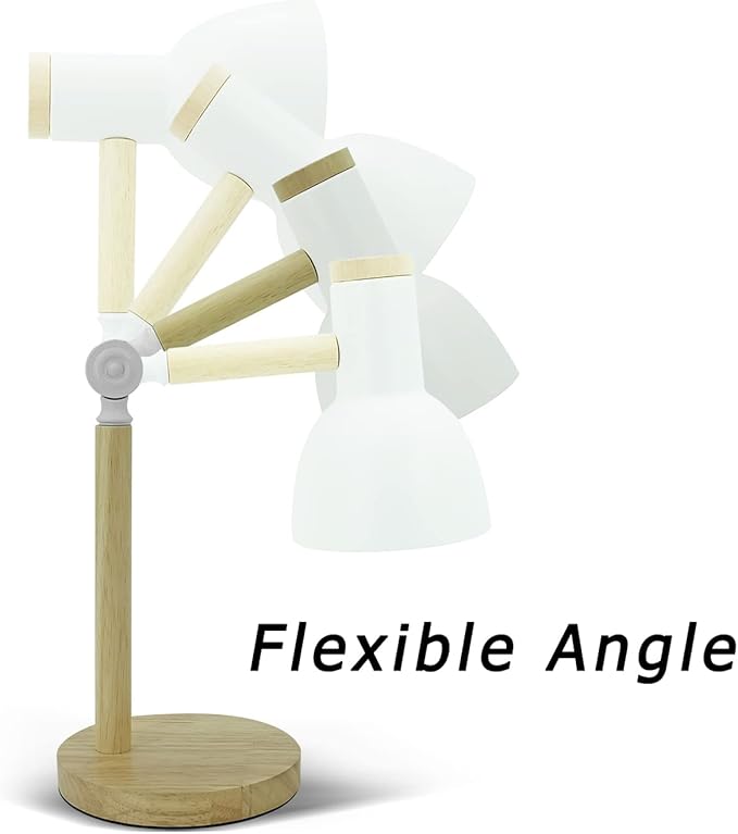 LED White Desk Lamps for Home Office, 3-Color Dimmable White Table Lamp for Bedroom, Wood Desk Lights for Dorm Roomb, Desktop Lighting, Tabletop