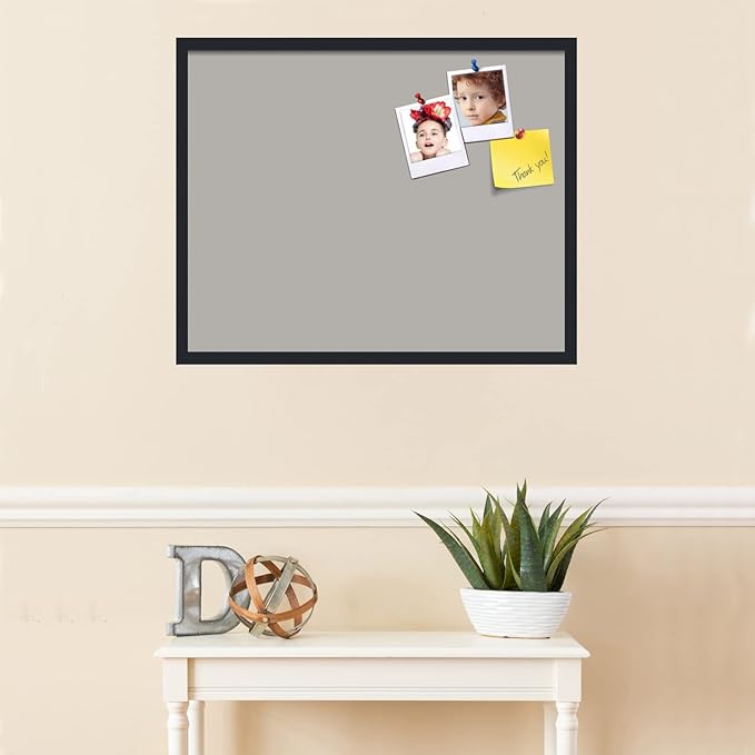 PinPix 30x24 Inch Cork Bulletin Board. This Decorative Framed Pin Board Comes with Dark Stone Design and a Satin Black Frame. Ideal for Home Office Decor or Message Board (PinPix-1808)