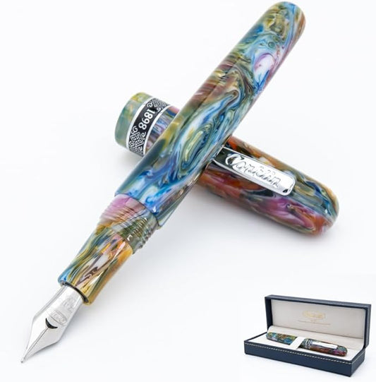 Conklin 1898 Fountain Pen, Misto Green - Flex Nib | Luxury Writing Instrument with Unique Resin Blend | JoWo Stainless Steel Nib Made in Germany | Ideal for Pen Enthusiasts