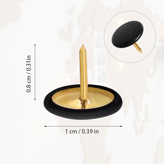 300 PCS Thumb, Tacks Plastic Round Head Thumbtack, Plastic Roundness Push Pins, Roundness Head Thumbtack for Map, Office, Photo Wall, Cork Board (Black)