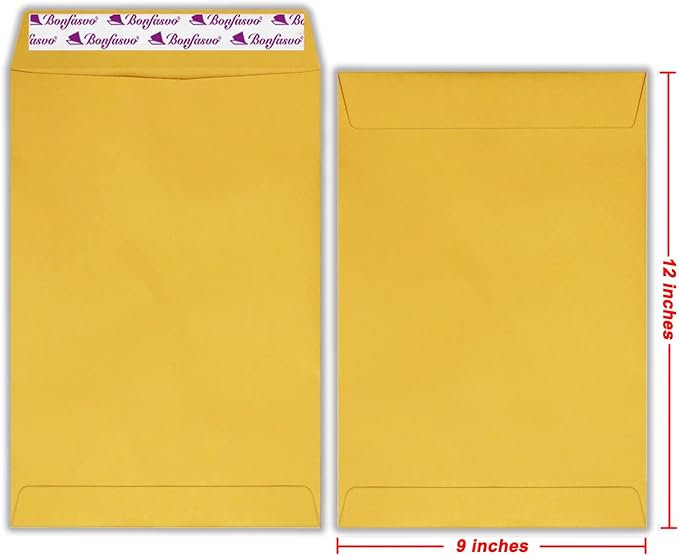 300 Pack 9x12 Brown Catalog Envelopes Peel & Seal Security Mailing Envelopes 120GSM Kraft Paper self Seal Envelopes for Invitations Papers Photos Documents Pictures Papers Files