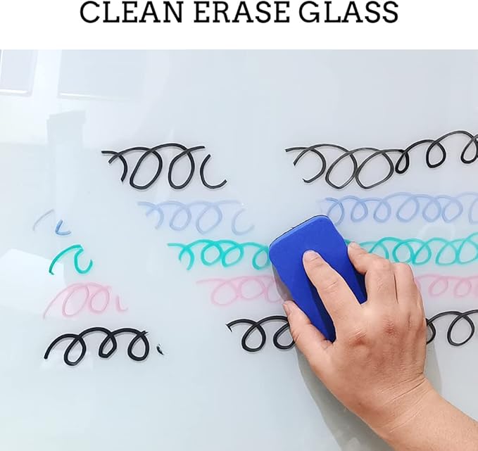 DEVELOP Magnetic Glass Whiteboard, 36 x 24 Inches, White Frosted Surface, Modern Tempered Glass Dry Erase Board for Wall with Marker Tray,Frameless, Includes Markers, Magnets & Eraser