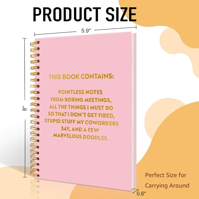 Pointless Notes from Boring Meetings Funny Pink Golden Spiral Notebook, Humorous Office Gifts, Gag Gifts for Coworkers, Funny Office Sarcastic Gifts for Coworkers,Team Members, Employees