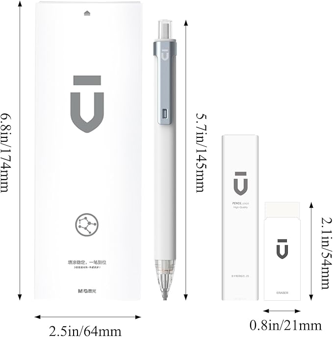 M&G Mechanical Pencil Set - 3PCS 2B Mechanical Pencils with HB Lead Refills, Eraser Mechanical Pencil Drafting Refill Pencil with Great Grip for Exam Office School Supplies