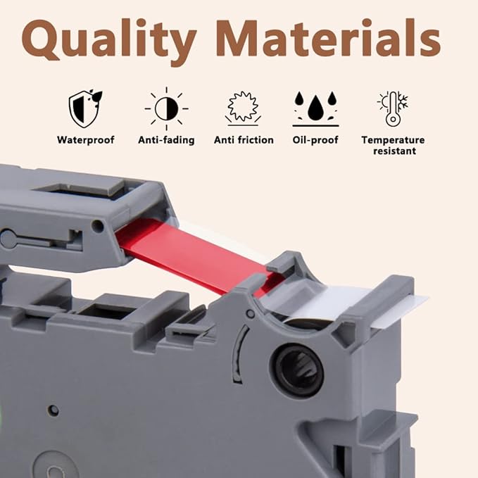 Hehua 18mm 0.7 Red on White Laminated Tape Compatible for Brother Label Maker Tape TZe-242 TZe242 TZ-242 TZ242 for P Touch PT D400 D450 D600 D610 P710BT, 3/4'' x 26.2ft, 3 Pack