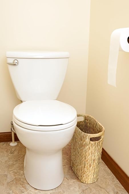 Wicker Trash Can,Bathroom Trash Can,Water Hyacinth Wicker Waste Basket for Bathroom,Handwoven Narrow Small Waste Basket for Bedroom,Office,5 Gallon