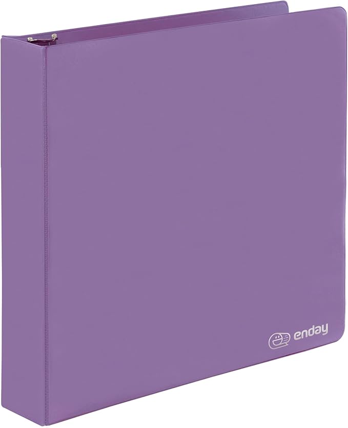 2 Inch 3 Ring Binder 2” Purple, Slant D-Ring 2 in Binder Clear View Cover with 2 Inside Pockets, Heavy Duty Colored School Supplies Office and Home Binders – by Enday