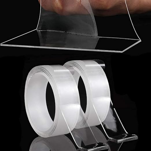 Realth Heavy Duty Nano Double Sided Tape - 2 inch x 16.5 ft, Clear Mounting Tape for Walls, Posters, Photos, Halloween Decor, Store Display, Cards – Removable, Washable, No Residue