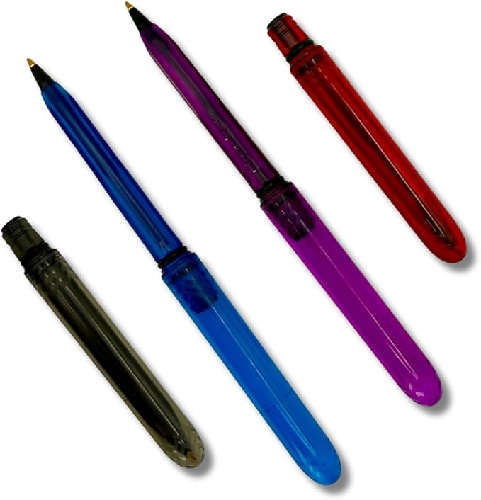 The USA Made Compact Pen – 4 Pack of Translucent Jewel Toned Aesthetic Ballpoint Pens – Chic, Compact & Colorful – for Stationery, School, Work or Journals (Assorted)